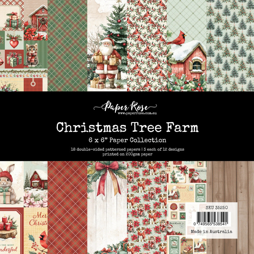 Paper Rose, 6X6 Paper Collection, Christmas Tree Farm