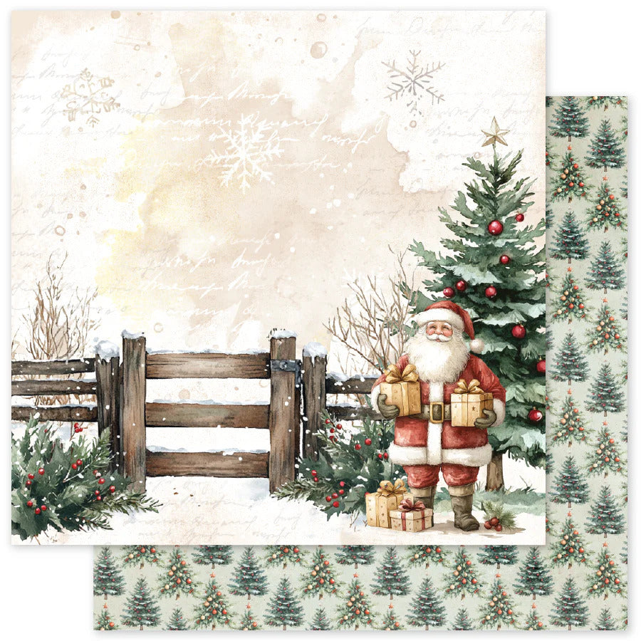 Paper Rose, 12X12 Paper, Christmas Tree Farm F