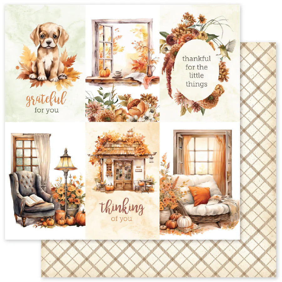 Paper Rose, 12X12 Patterned Paper, Autumn Florals Basics E