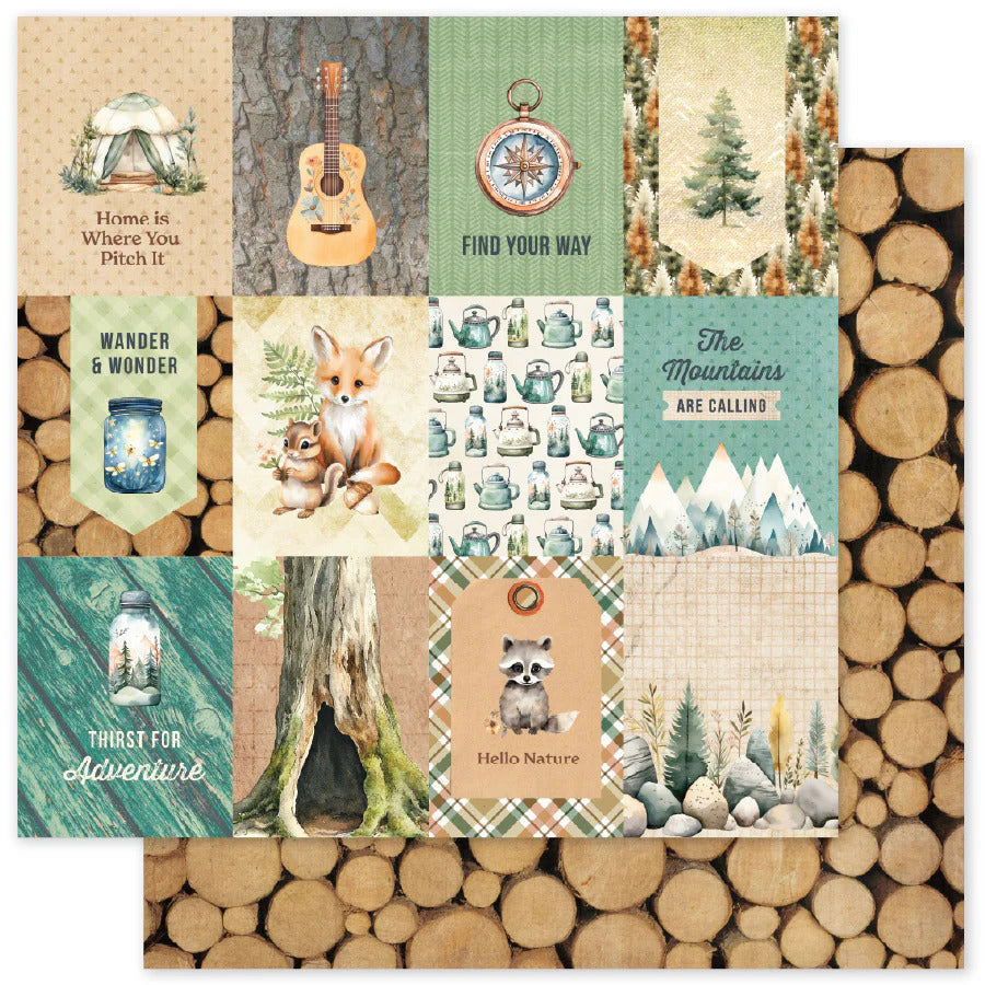 Paper Rose, 12X12 Patterned Paper, Campfire Tales E