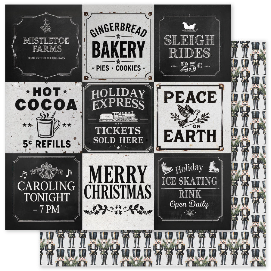 Paper Rose, 12X12 Patterned Paper, Mistletoe Market Basics A