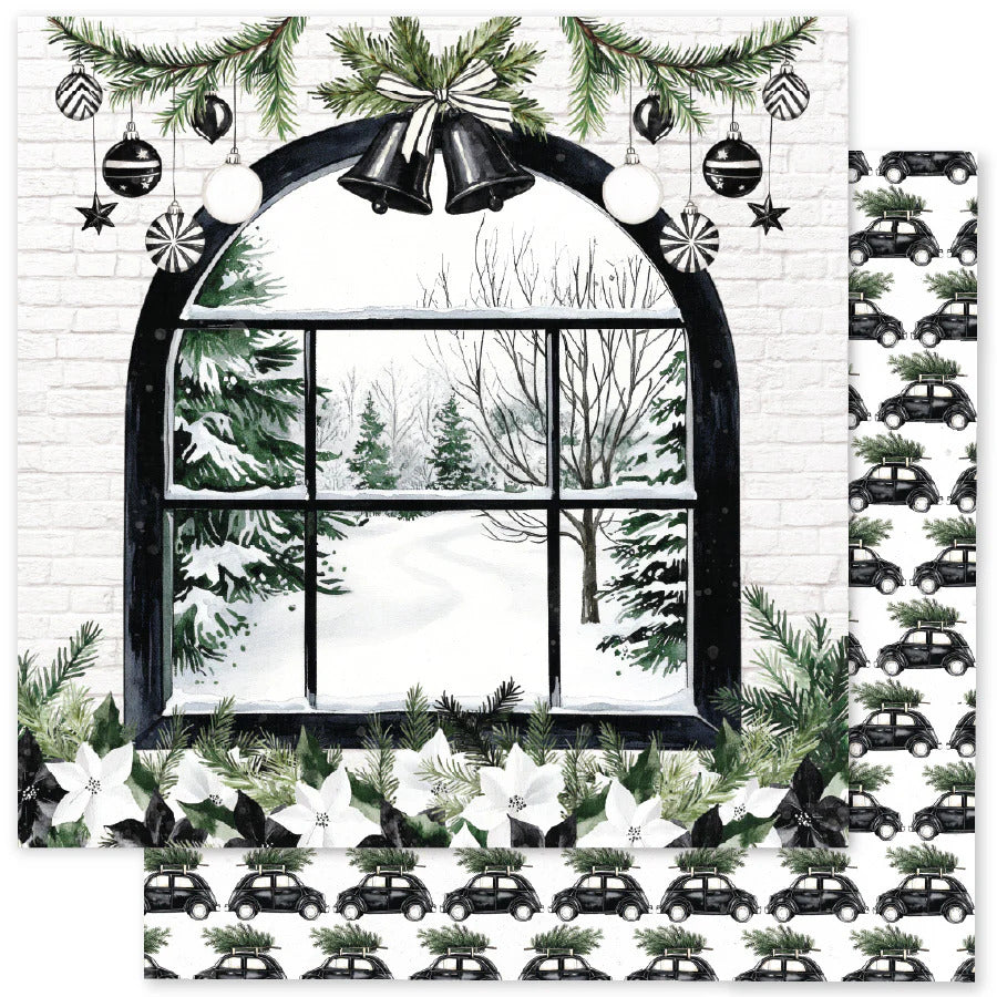 Paper Rose, 12X12 Patterned Paper, Mistletoe Market Basics D
