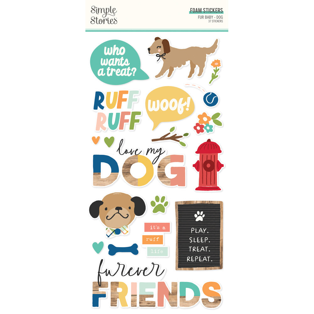 Simple Stories, Foam Stickers, Fur Baby Dog