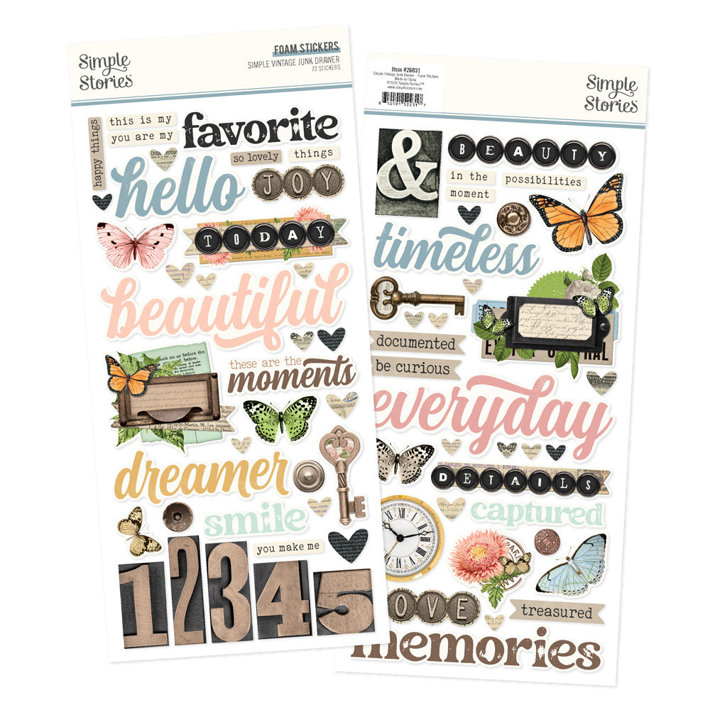 Simple Stories, Foam Stickers, Simple Vintage Junk Drawer