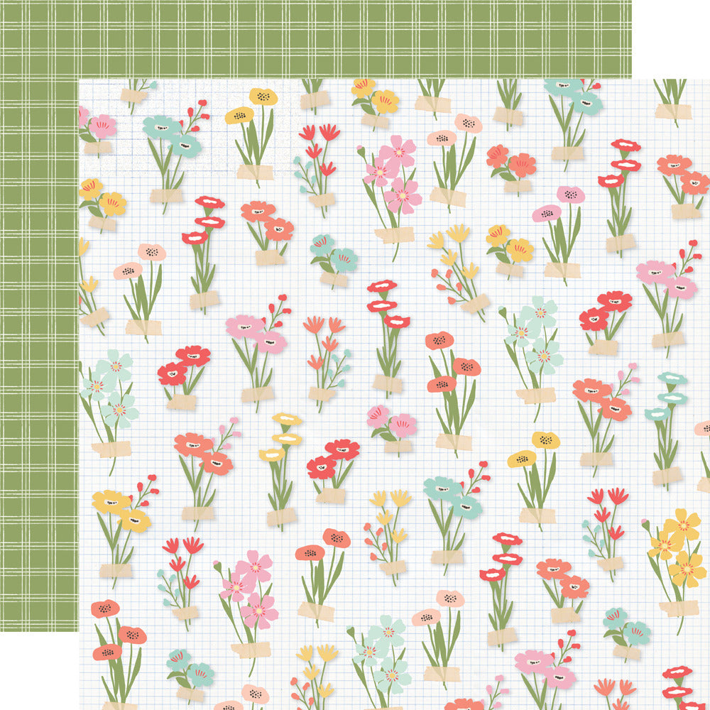 Simple Stories, 12X12 Patterned Paper, Pink Lemonade - Fresh Picked
