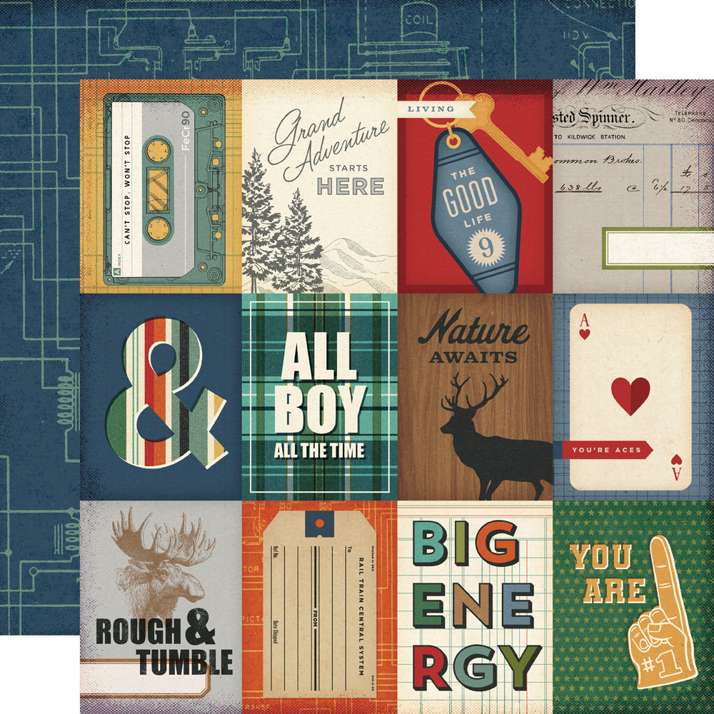 Simple Stories, 12x12 Patterned Paper, Rustic Legend - 3x4 Elements