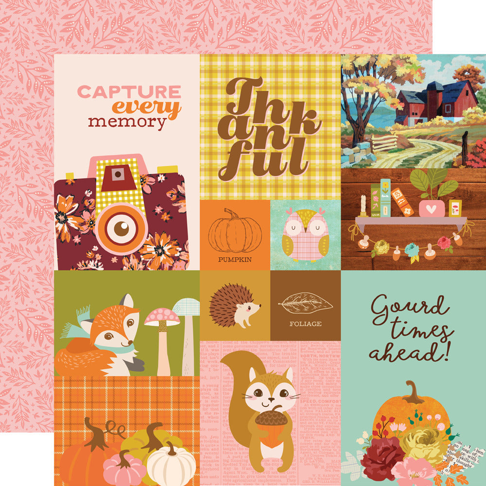 Simple Stories, 12x12 Patterned Paper, Pumpkins & Plaid Combo Elements