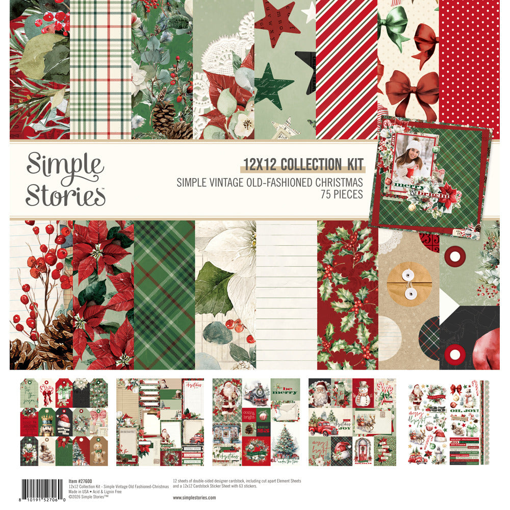 Simple Stories, 12X12 Collection Kit, Simple Vintage Old-Fashioned Christmas