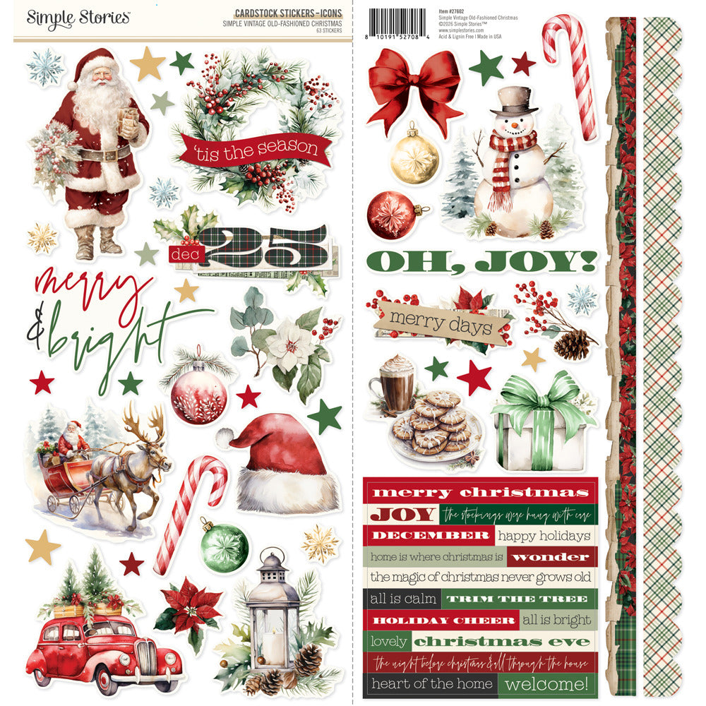 Simple Stories, Cardstock Stickers, Simple Vintage Old-Fashioned Christmas - Icons