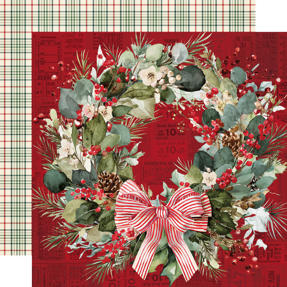 Simple Stories, 12X12 Patterned Paper, Simple Vintage Old-Fashioned Christmas - Yuletide Memories