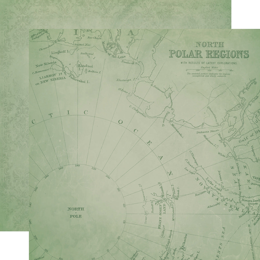 Simple Stories, 12X12 Patterned Paper, Simple Vintage Old-Fashioned Christmas - Spruce