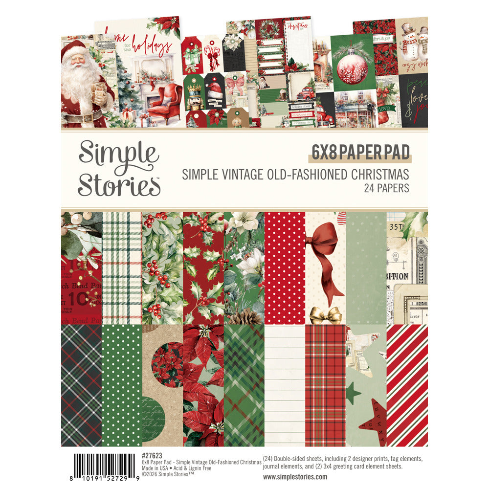 Simple Stories, 6X8 Paper Pad, Simple Vintage Old-Fashioned Christmas