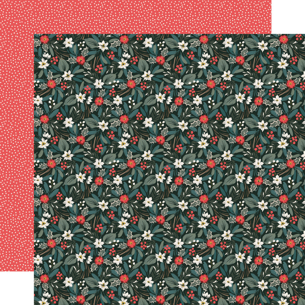 Simple Stories, 12X12 Patterned Paper, Mistletoe & Holly - This Christmas