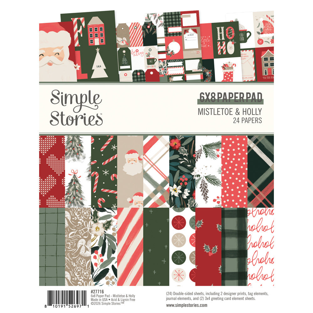 Simple Stories, 6X8 Paper Pad, Mistletoe & Holly