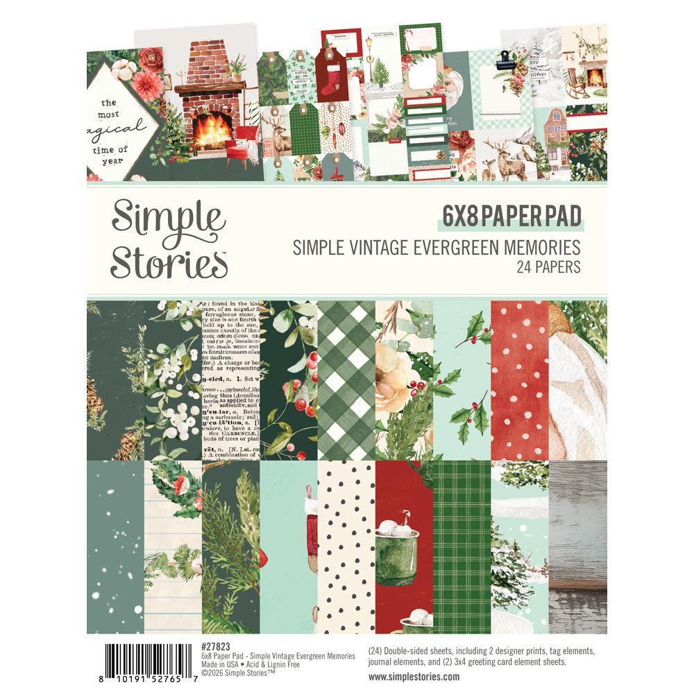 Simple Stories, 6X8 Paper Pad, Simple Vintage Evergreen Memories