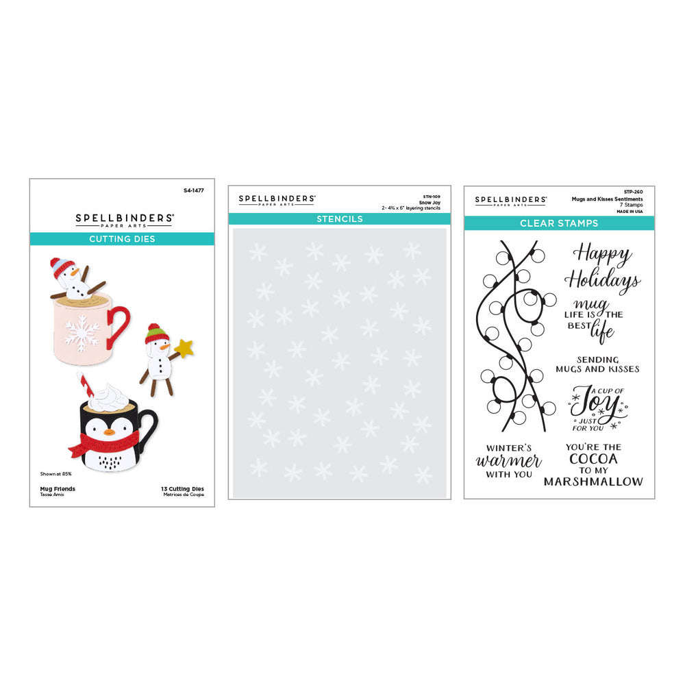 Spellbidners, Die + Stamp + Stencil Bundle, Merry Mugs and Kisses Pre-order