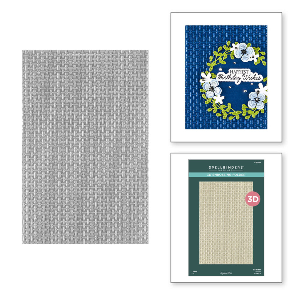 Spellbinders 3D Embossing Folder; Texture & Foliage - Linen