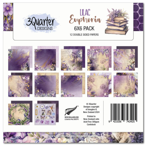 3 Quarter Designs, 6x6 Paper Pack, Lilac Euphoria