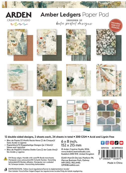 Arden Creative,  Amber Ledgers, 6x8 Paper Pack