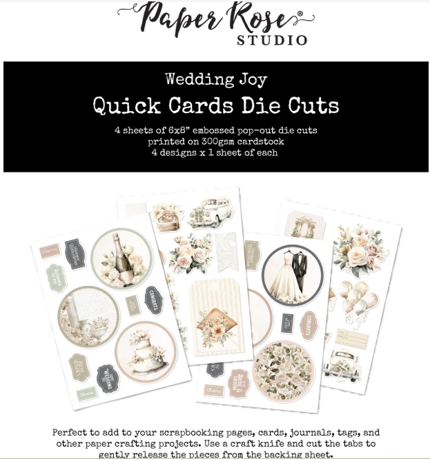 Paper Rose, Quick Cards Die Cuts, Wedding Joy