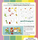 Waffle Flower, Stencil, Birdie Friends in Winter