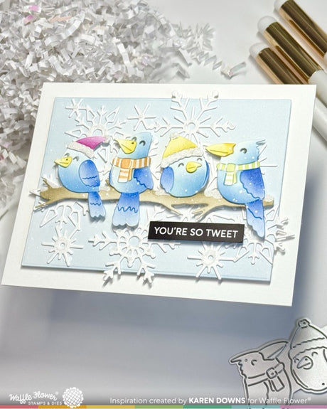 Waffle Flower, Die, Birdie Friends in Winter