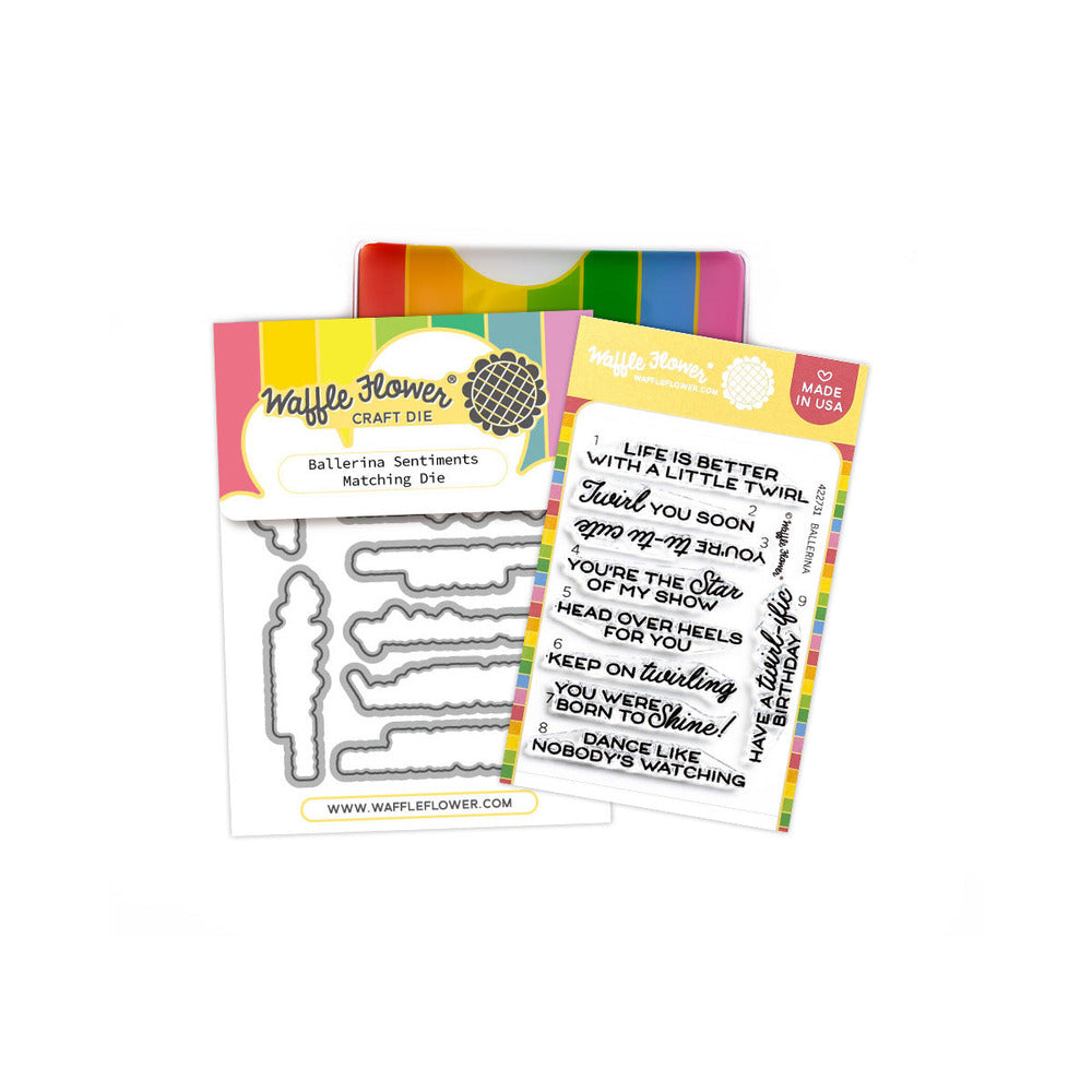 Waffle Flower, Clear Stamp & Die Combo, Ballerina Sentiments Pre-order