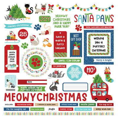 Photoplay Paper Santa Paws, For the Cat 12x12 Sticker Sheet
