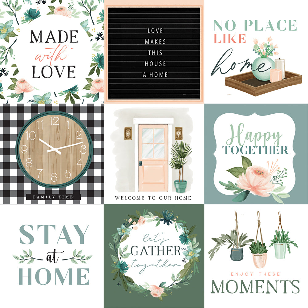 Carta Bella, Gather at Home, 4x4 Journaling Cards 12x12 paper