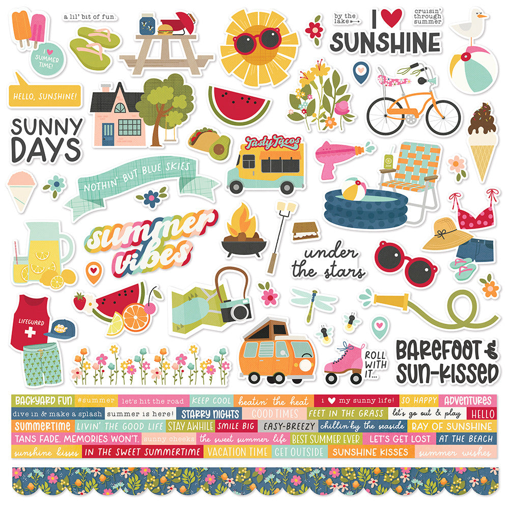 Simple Stories, Summer Lovin’, 12x12 Element Stickers