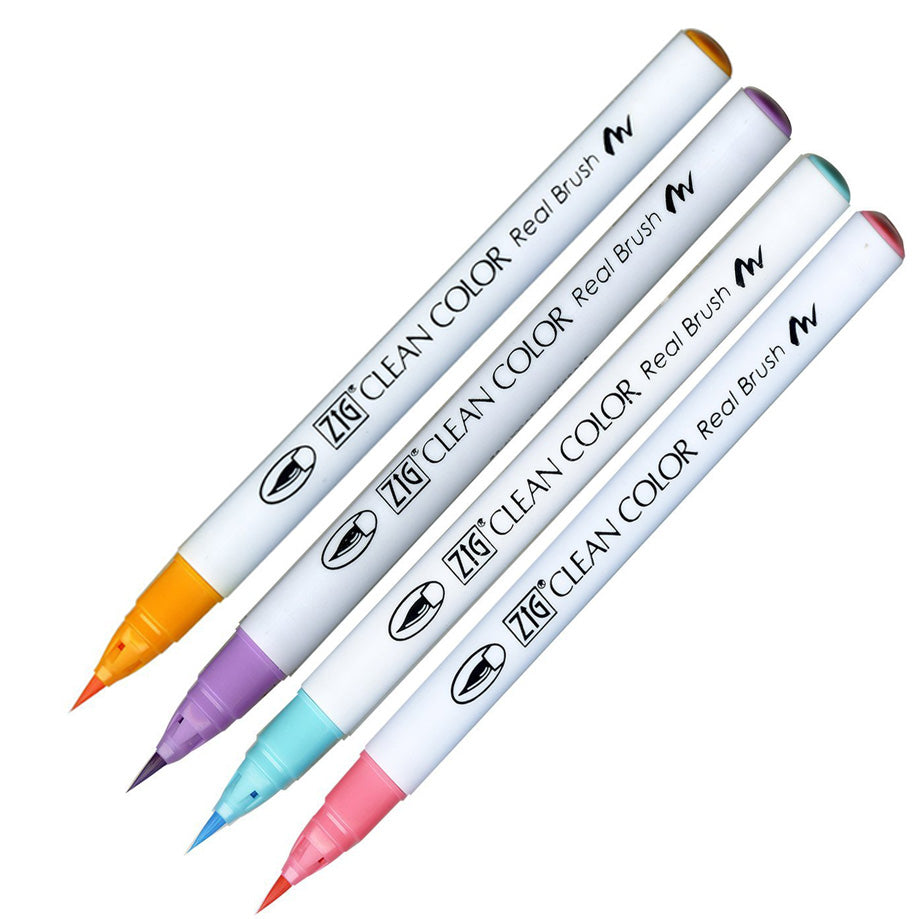 Zig -Clean Color Real Brush Markers, 4/Pkg