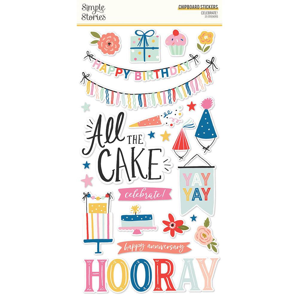 Simple Stories, Celebrate! Chipboard stickers